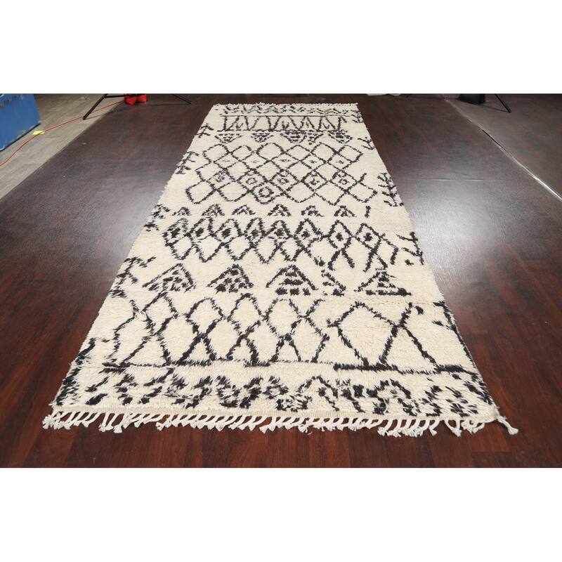 Vegetable Dye Moroccan Berber Oriental Wool Runner Rug Hand-knotted - 4'9" x 11'7"