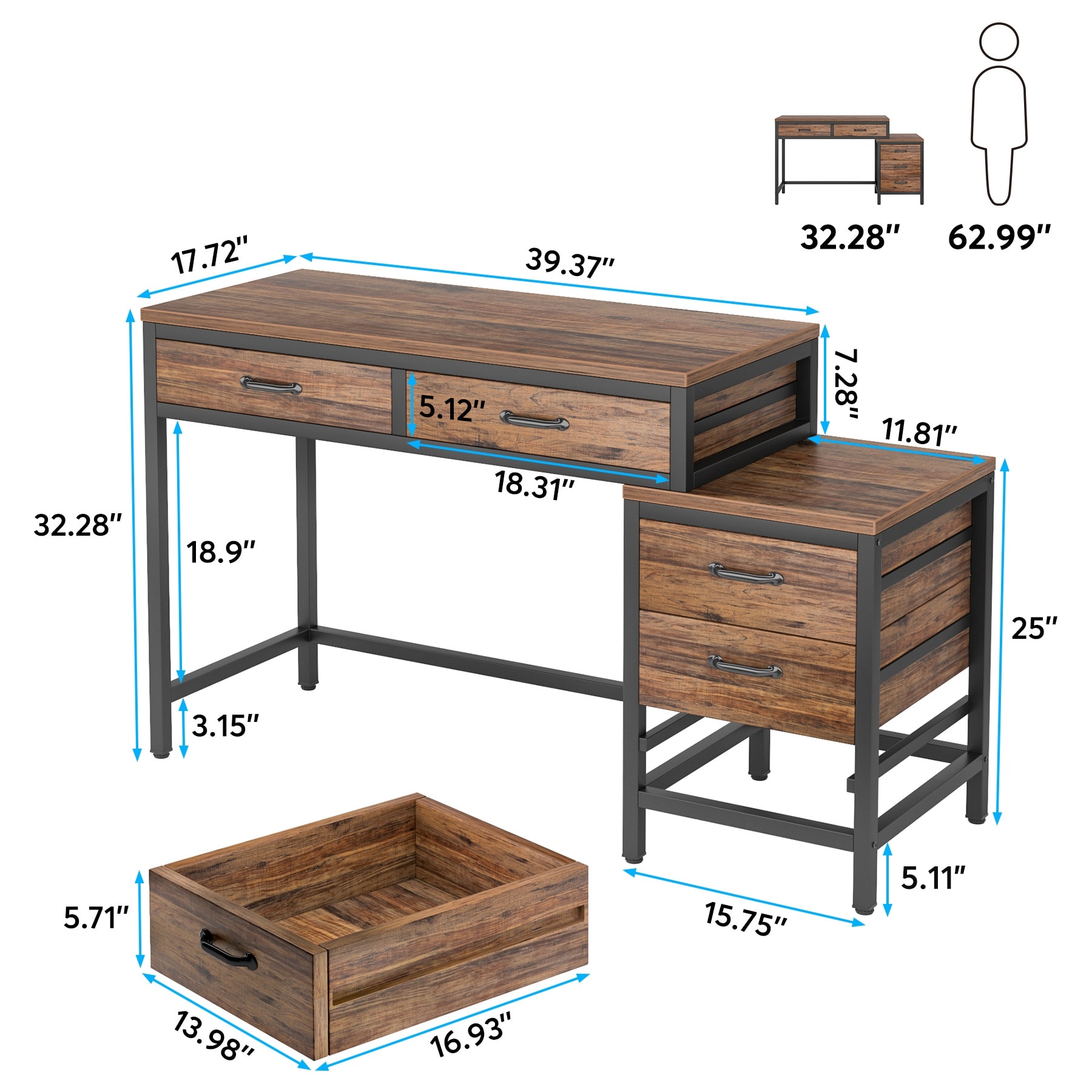 Desk with 2025 printer drawer