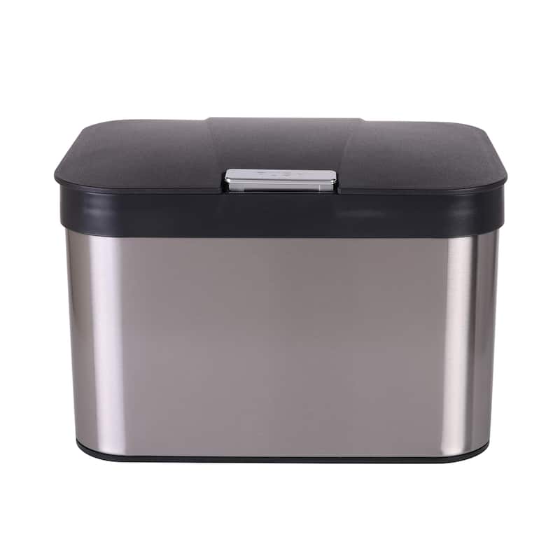 Organize It All Stainless Steel Compost Bin Set with Biodegradable Bags, Sink Organizer & Scrub Brush - 10"x 7.4"x 6.7"