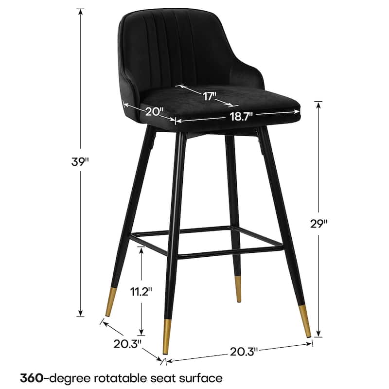 Modern Velvet Upholstered Swivel Counter/ Bar Stools Set of 2/4