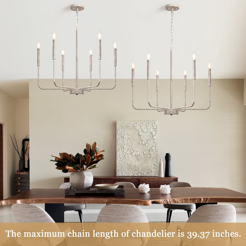 Modern 6-Light Candle Chandelier Classic Ceiling Light for Dining Room Kitchen Island - N/A