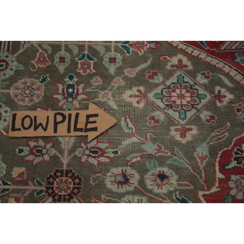 Hand Knotted Oriental 100% Wool Carpet Traditional Floral Greys & Charcoal Tabriz Area Rug - 13' 1'' X 9' 7''