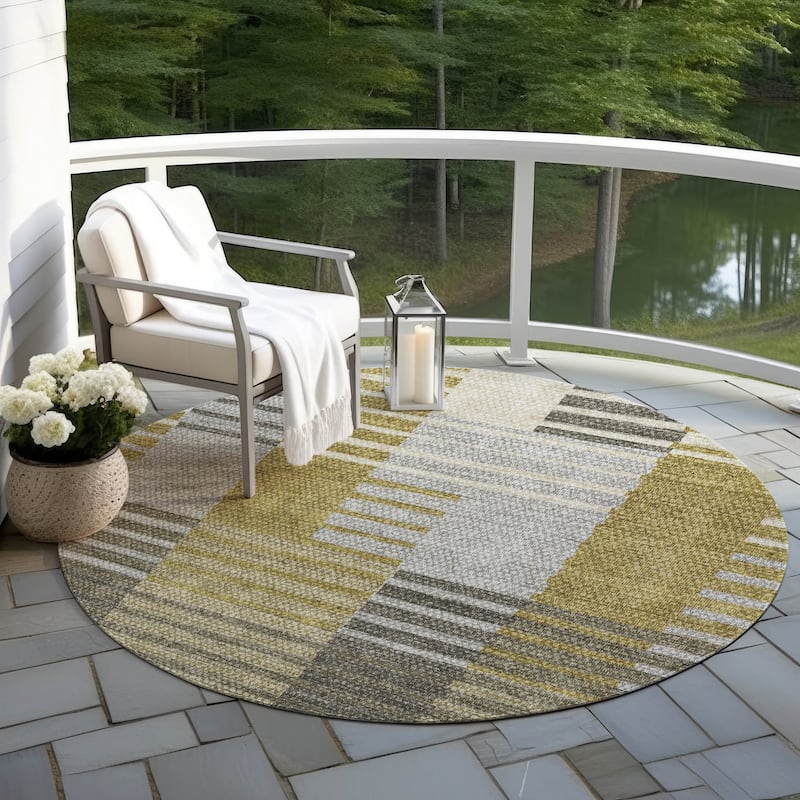 Machine Washable Indoor/ Outdoor Chantille Contemporary Stripes Rug