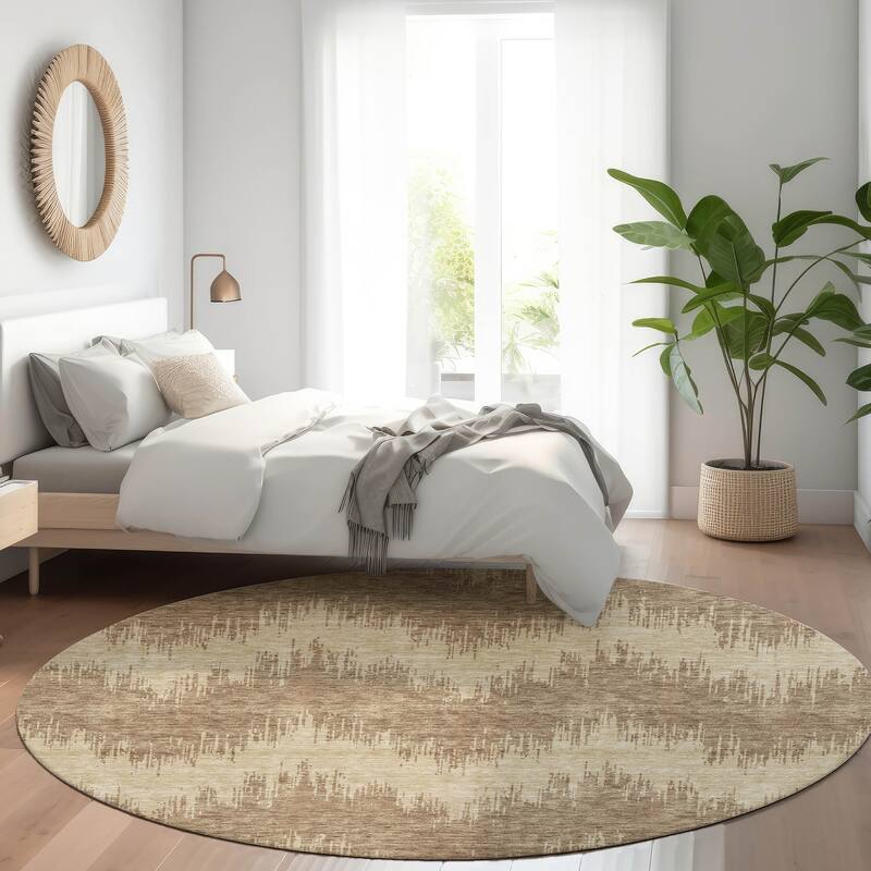 Premium Washable Super Soft Farmhouse Chevron Mayfield Rug - Brown - 8' x 8'