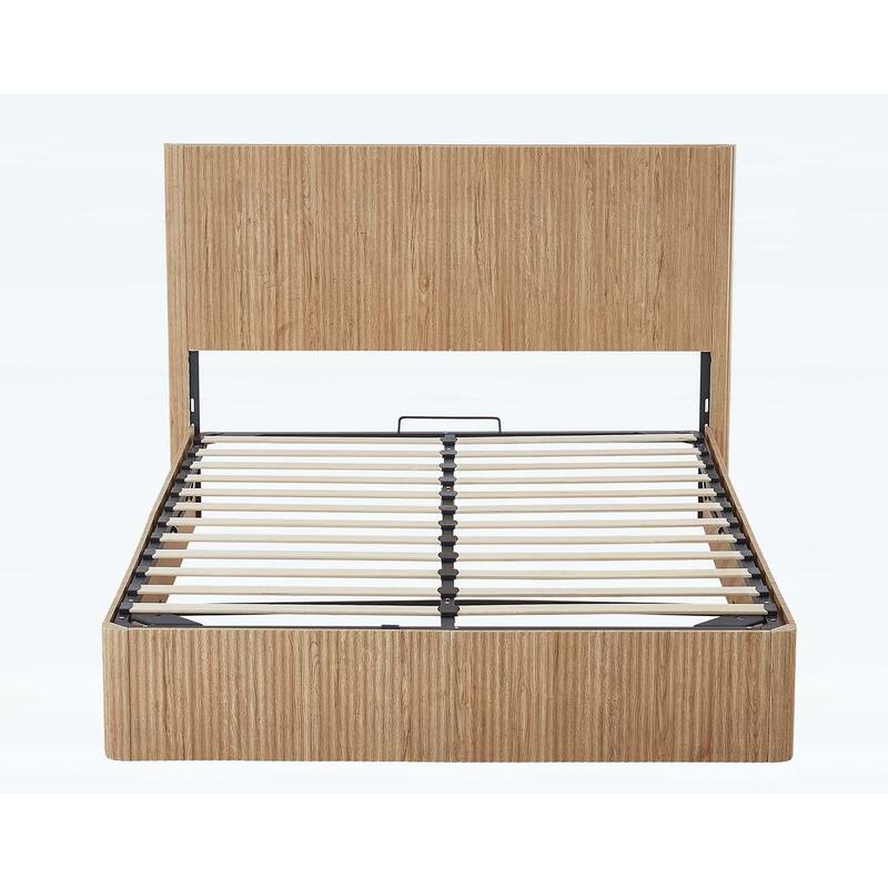 Modern Lift Up Storage Bed,Hydraulic Storage,with Corrugated Curves