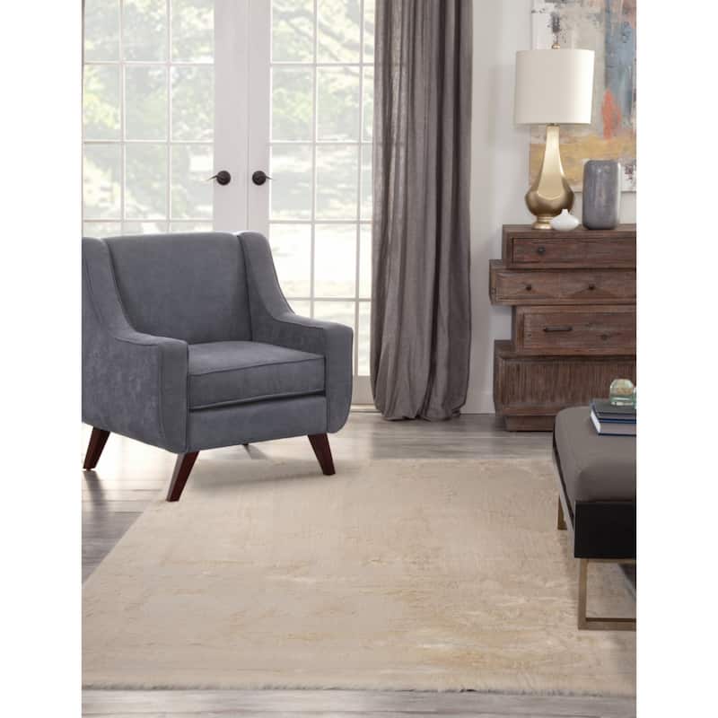 Ivory Faux Fur Area Rug 8x10 - 8' x 10'