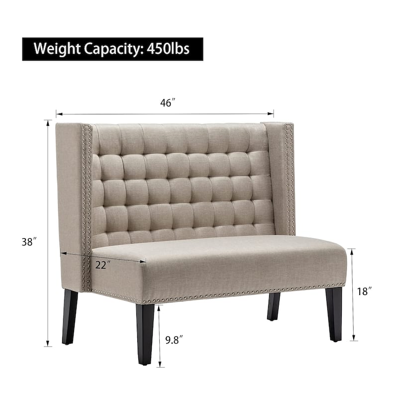 Settee couch,Modern Loveseat Settee Bench Sofa 2-Seat Sofa Couch Tufted Love Seat Dining Bench with Nail Head for Living Room
