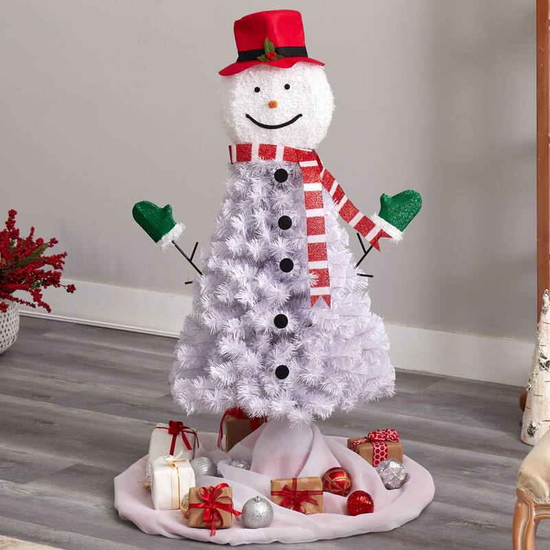 4ft. Snowman Artificial Christmas Tree with 234 Branches - Playful Seasonal Holiday X-Mas Décor