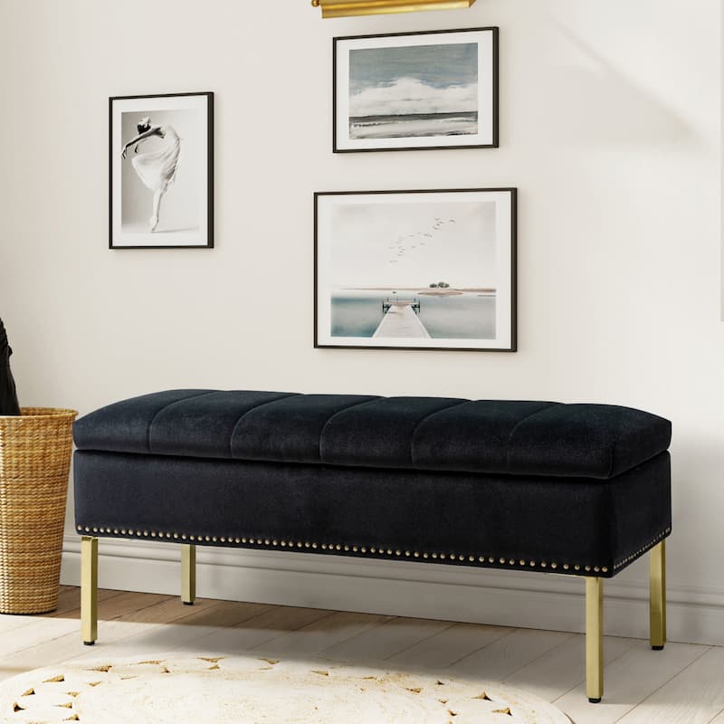 Egmont Contemporary Velvet Flip-Top Storage Bench by HULALA HOME
