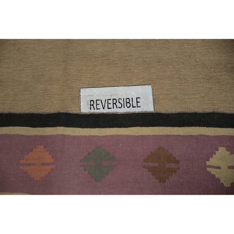 Hand Woven Oriental 100% Wool Carpet Southwestern Tribal Brown Kilim Area Rug - 10' 0'' X 8' 2''