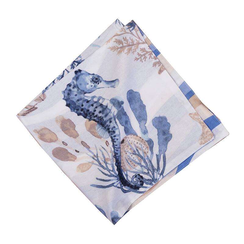 20" x 20" Seahorse Sands Reversible Graphic Print Machine Washable Napkins Set of 6 - Gold
