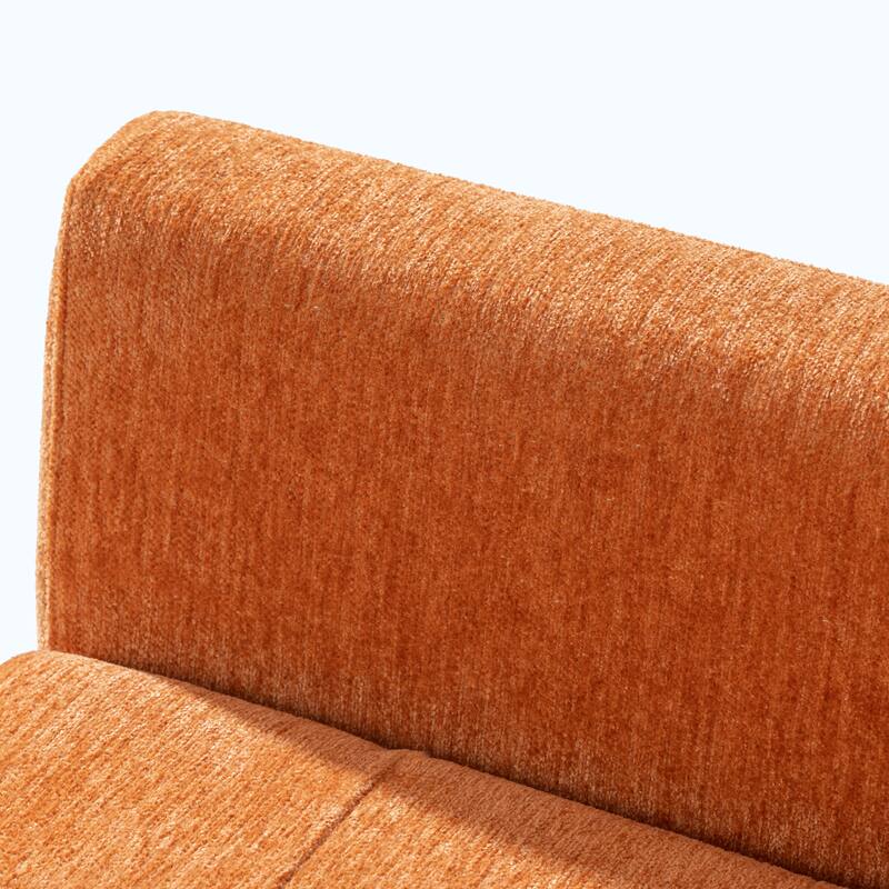 Orange Modern 24.21" Upholstered Button Tufted Arm Chair with Wood Legs for Living Room