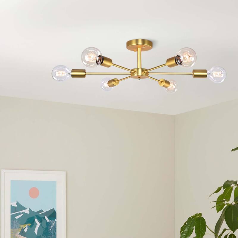 6 - Light Modern Metal Sputnik Semi-Flush Mount Lighting