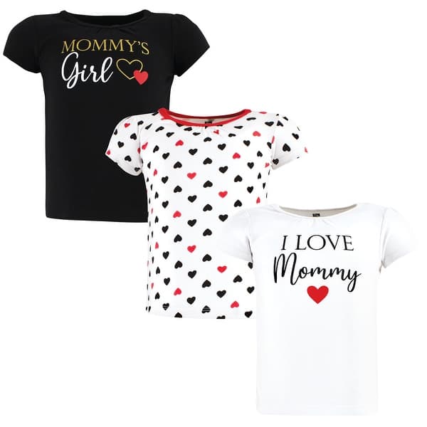 slide 1 of 1, Hudson Baby Toddler Girl Short Sleeve T-Shirts, Girl Mommy Red Black Girl Mommy Red Black - 2T