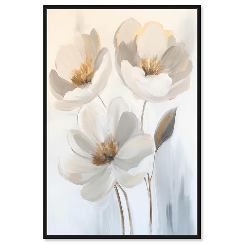 Silvered Flora I Canvas by Art Remedy - 36" x 54" - Black