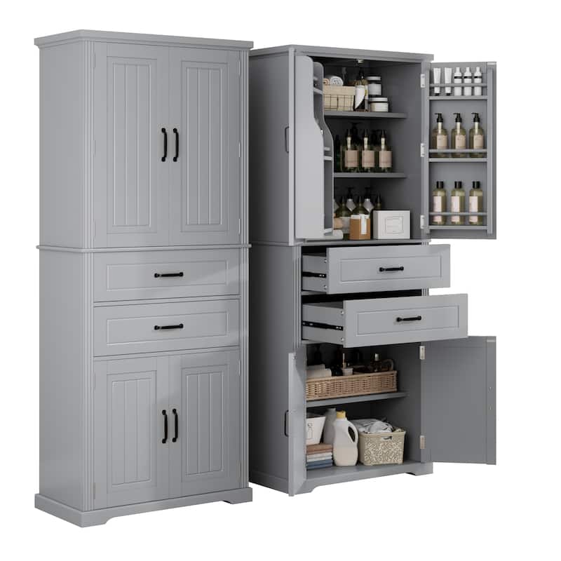 Multifunctional Storage Cabinet - Door & Drawer Organizer with Adjustable Shelf & Storage Shelves
