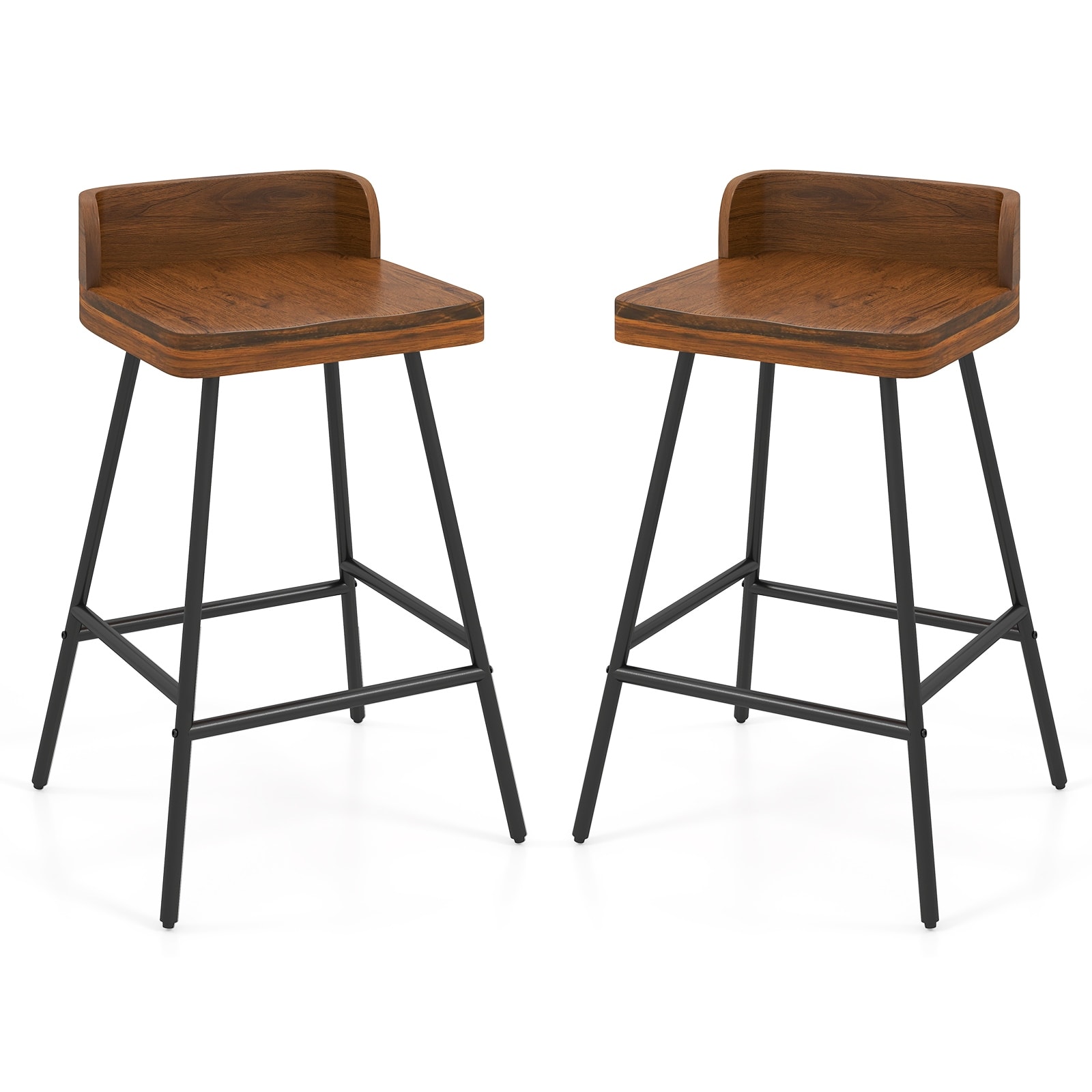Gymax 2PCS 24'' Counter Height Bar Stool w/Low Back Metal Legs