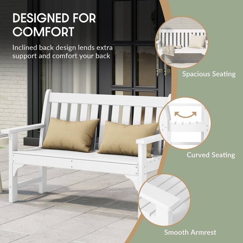 Polytrends Laguna 3-Piece Outdoor Patio Bench Set With Coffee Table