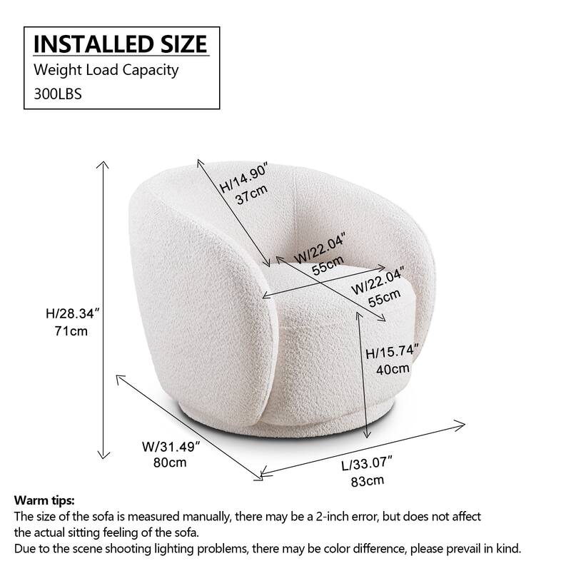 Swivel Accent Chair,Fabric Upholstered Barrel Chair, Single Sofa Single Armchair for Living Room
