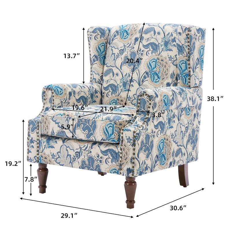 Patterned Upholstered Accent Chair for Living Room
