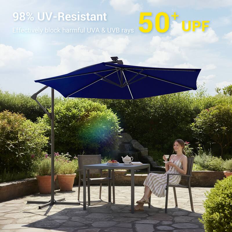 Sonkuki Outdoor 10FT LED lighted Patio Offset umbrella for Garden