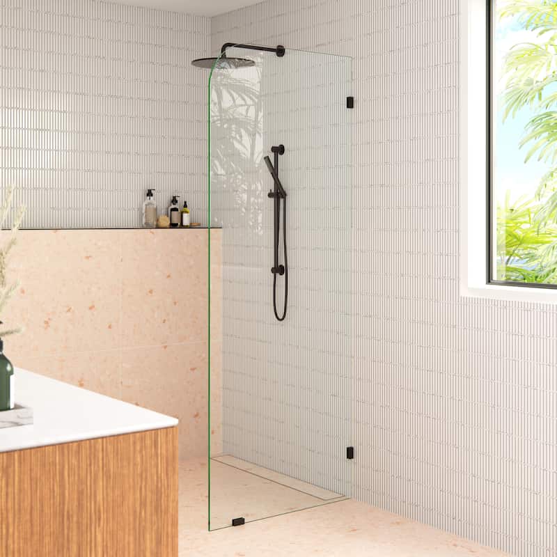 Glass Warehouse 30" x 78" Frameless Shower Door - Single Fixed Panel Radius