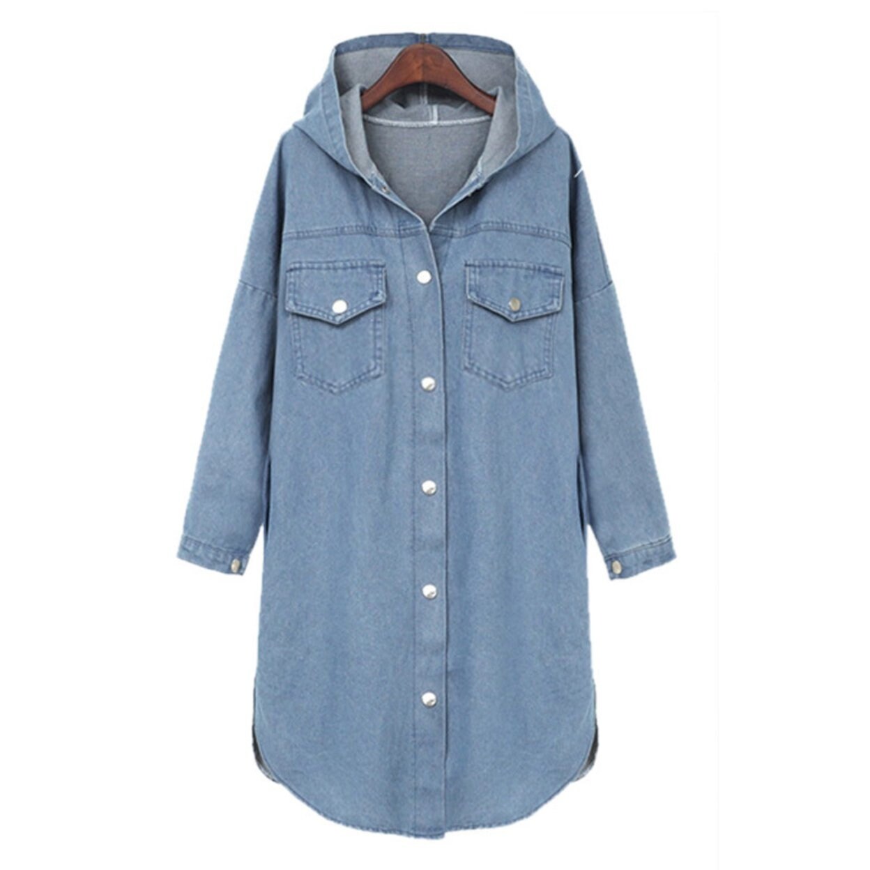 Shop Large Size Women S 2019 Casual Loose Long Hooded Cardigan