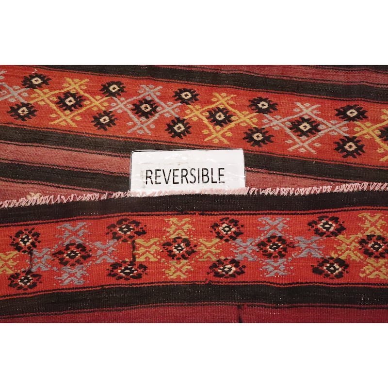 Hand Woven Oriental 100% Wool Carpet Southwestern Tribal Multi-Colored Kilim Area Rug - 9' 11'' X 6' 1''