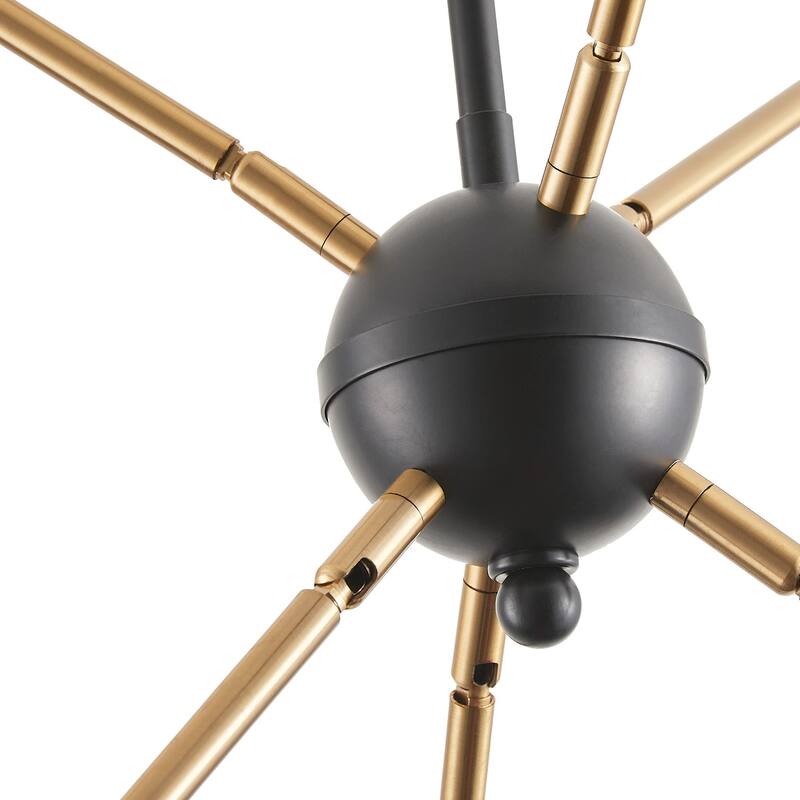 6-Lights Modern Sputnik Linear Chandelier - 24.4"D×4.7"W×73.1"H(Adjustable)