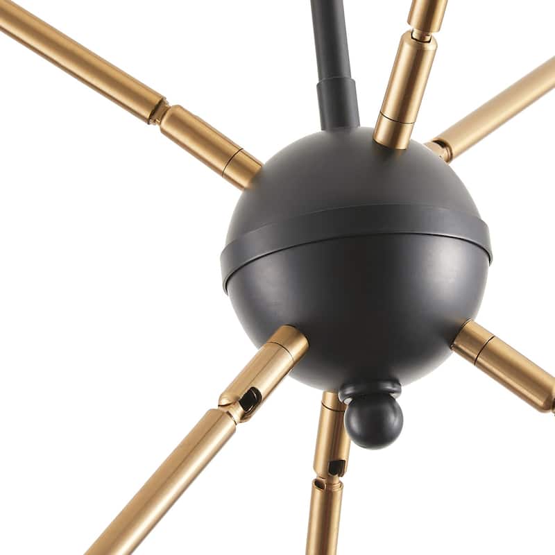 Modern Sputnik Black and Gold Linear Chandelier for Living Room Kitchen