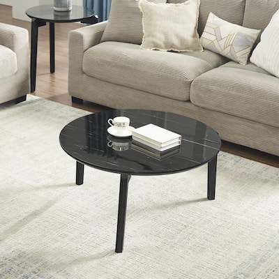 36" Modern Style Faux Marble Round Coffee Table