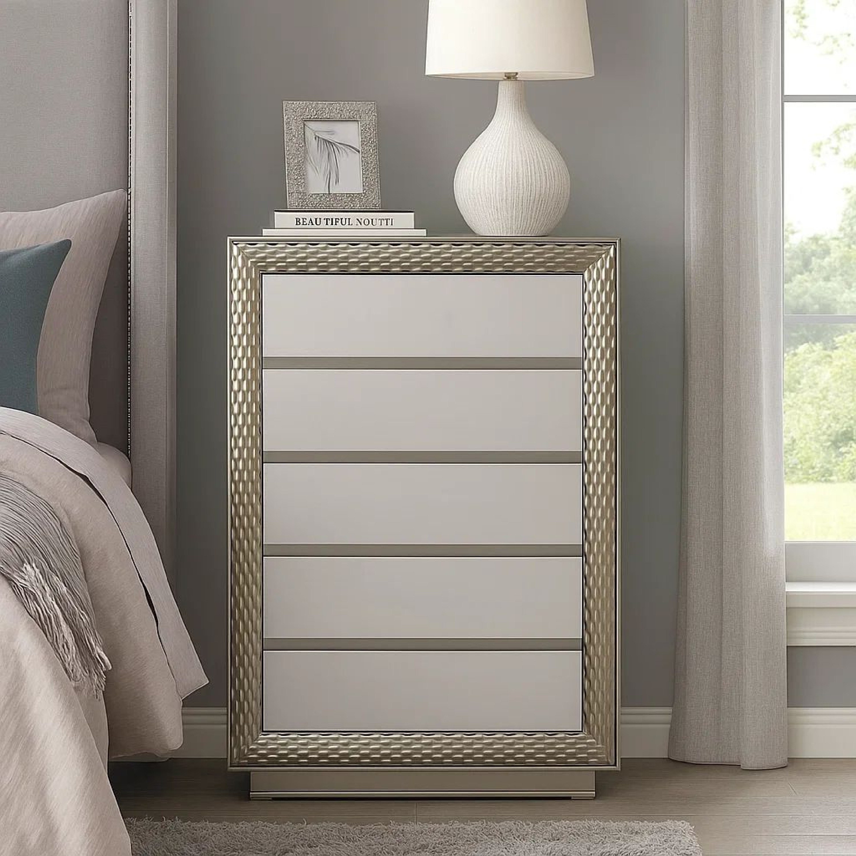 white bedroom dresser set Alice & Mirror in Glossy Dustproof Drawers Bebe Black Strapless Knee- fancy prom dresses Size:us 2