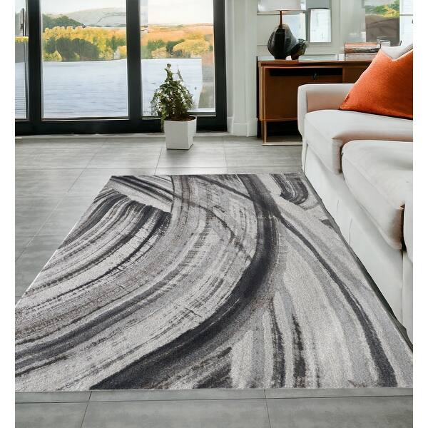 HomeRoots 5' X 8' Gray and Ivory Abstract Area Rug - 5' x 8' - Bed Bath ...