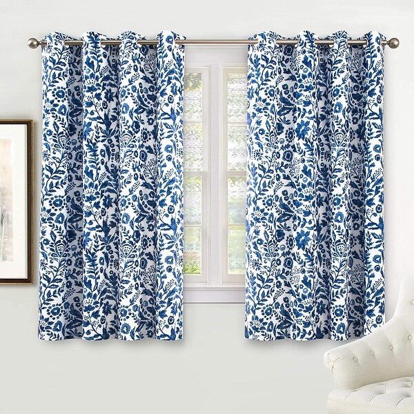 Porch & Den Ouzel Floral Watercolor Blackout Lined Window Curtain