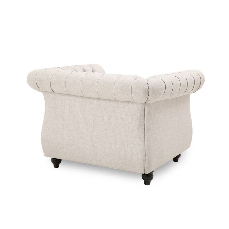 Roomfitters Chesterfield Club Chair with Deep Tufting, Rolled Arms and Nailhead Trim, Velvet Accent Armchair