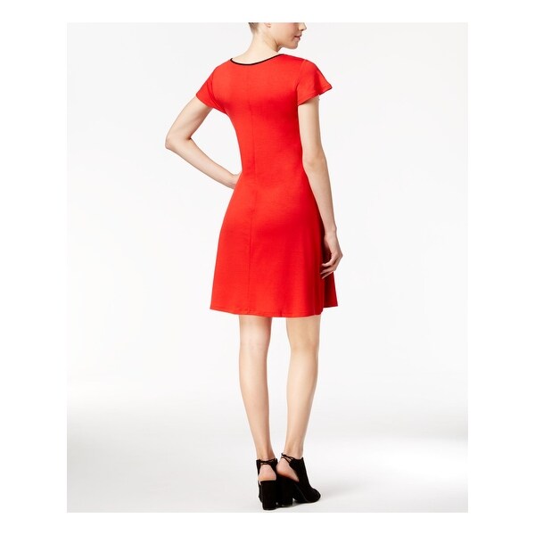womens red shift dress