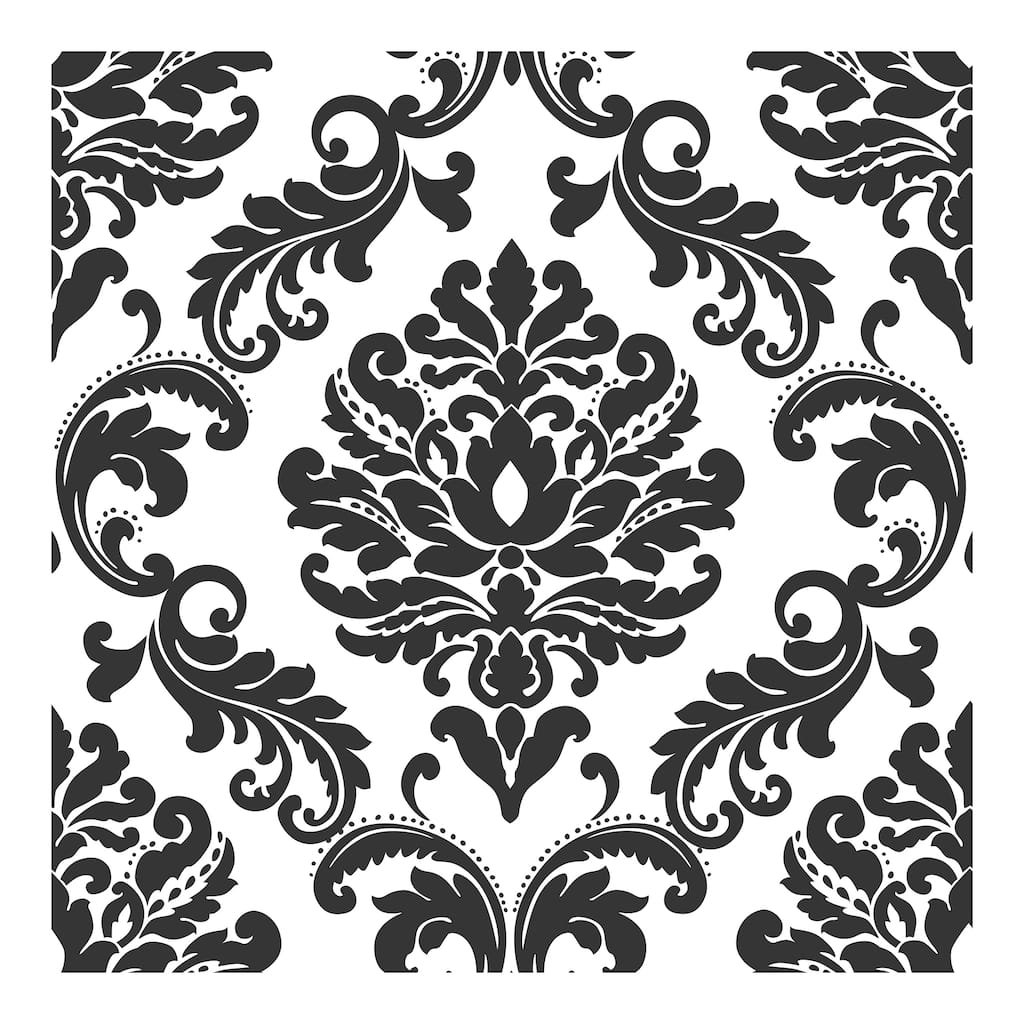 NuWallpaper Ariel Black and White Damask Peel & Stick Wallpaper - 216in x 20.5in x 0.025in