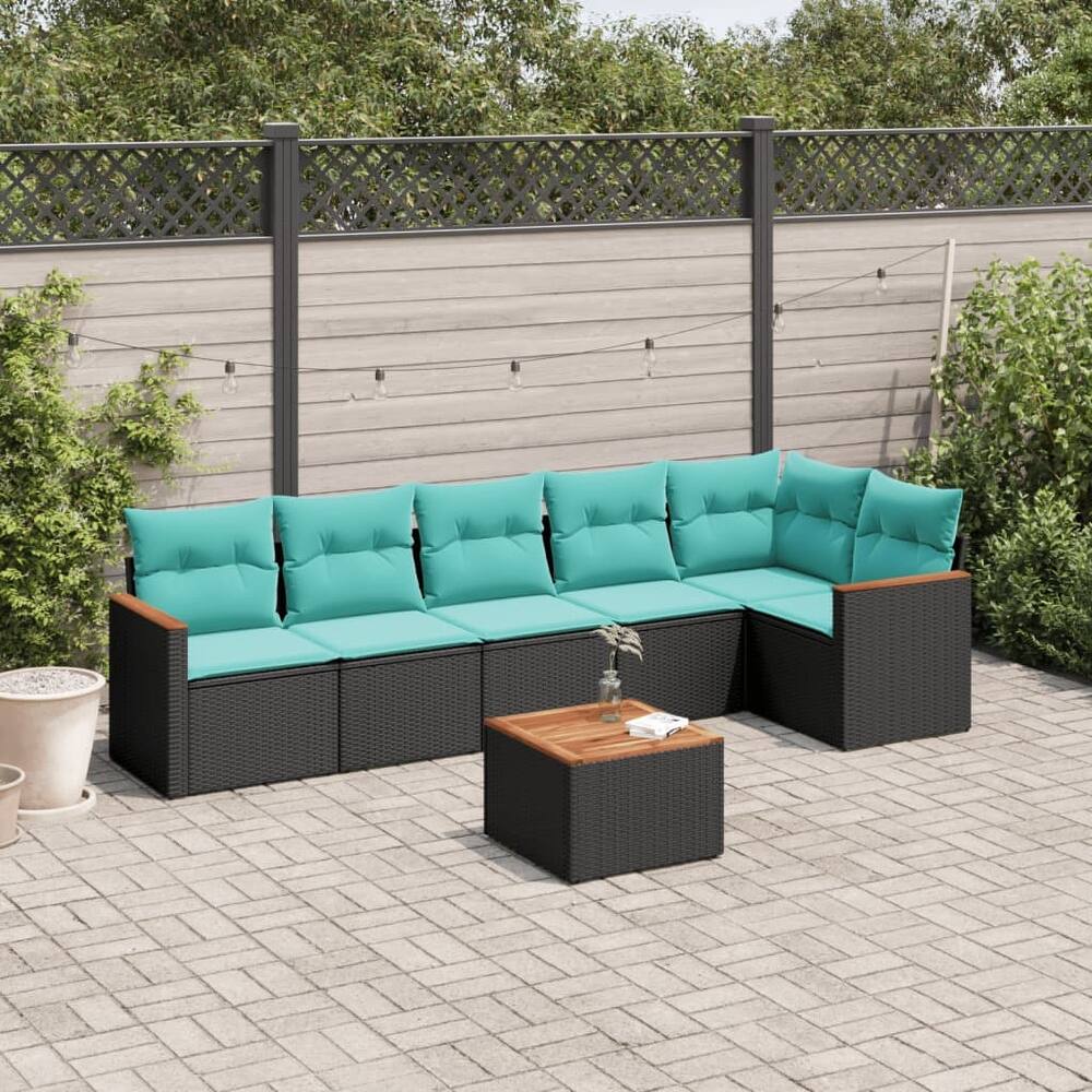 vidaXL Patio Sofa Set with Cushions Outdoor Conversation Furniture Poly Rattan - 24.4x 24.4x 27.2