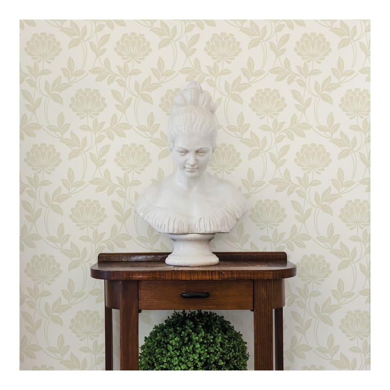 Advantage Ogilvy Bone Floral Wallpaper - 20.5 x 396 x 0.025