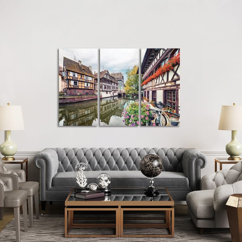 iCanvas "Strasbourg" by Manjik Pictures 3-Piece Canvas Wall Art Set - 40x60x1.5