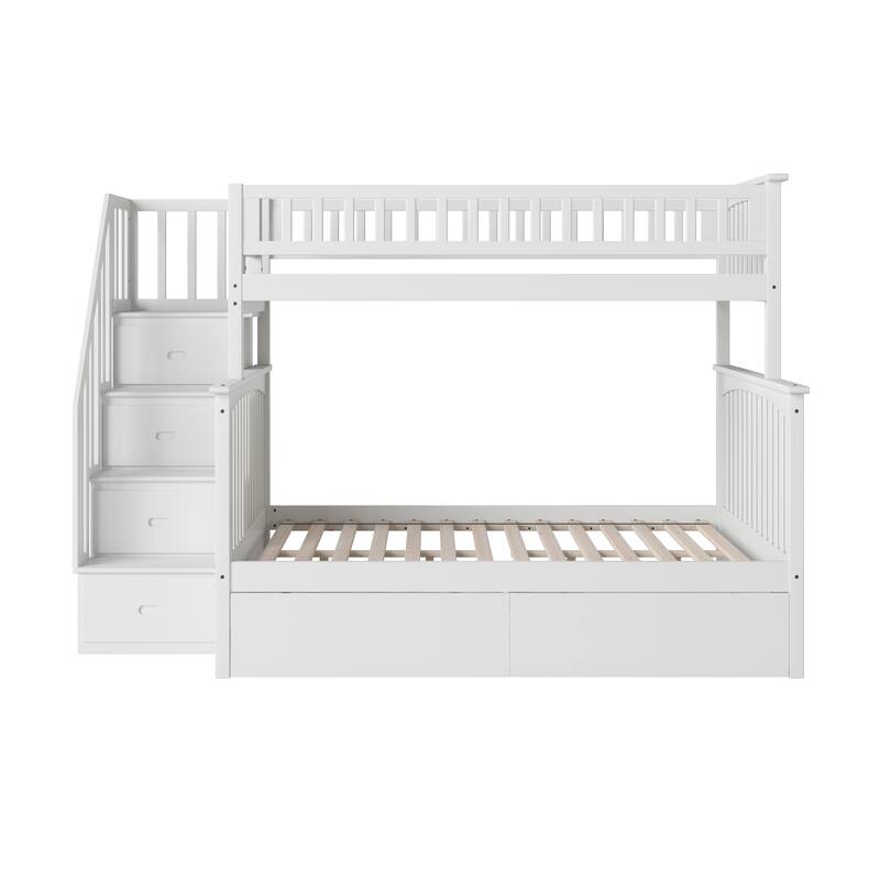 AFI Columbia Twin over Full Size Staircase Bunk Bed with Bed Drawers