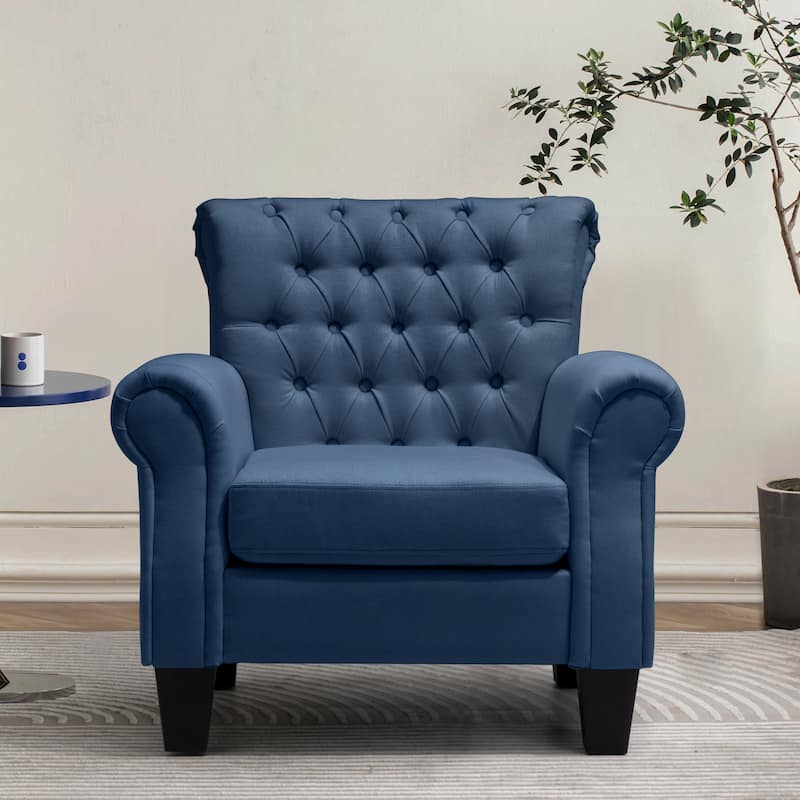 Accent Club Chair Comfortable Single Sofa Chair Indoor Seating with Arms & Padded Seat - 1-Piece, Blue