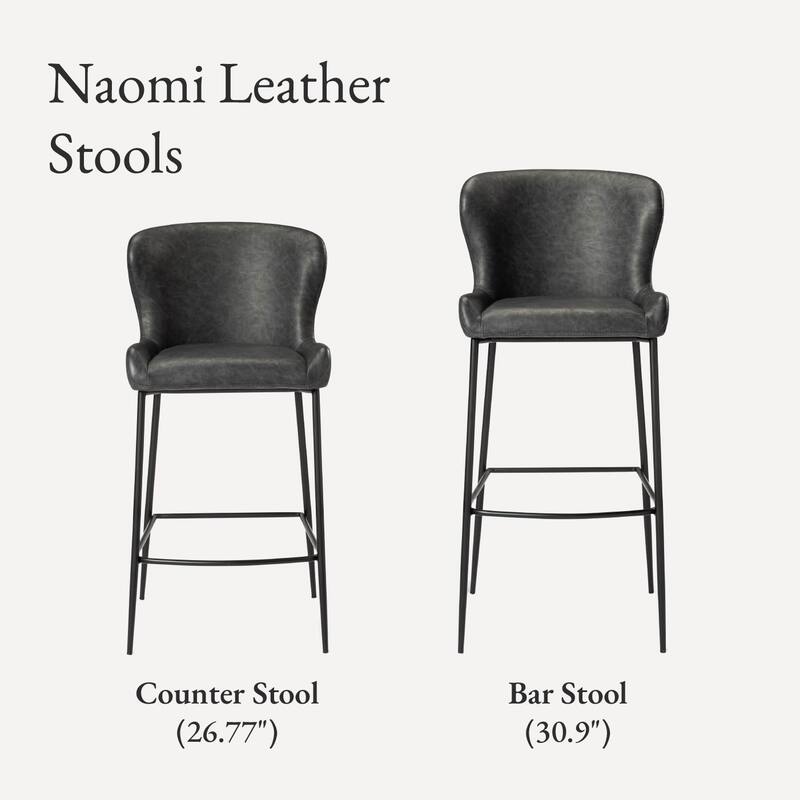 Maven Lane Naomi Metal and Vegan Leather Kitchen Dining Stool