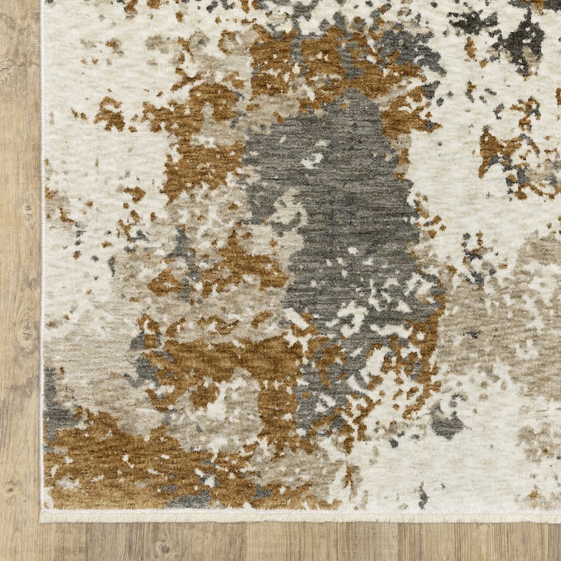 Style Haven Hendrix Mottled Abstract Beige/Grey Fringe Edge Area Rug