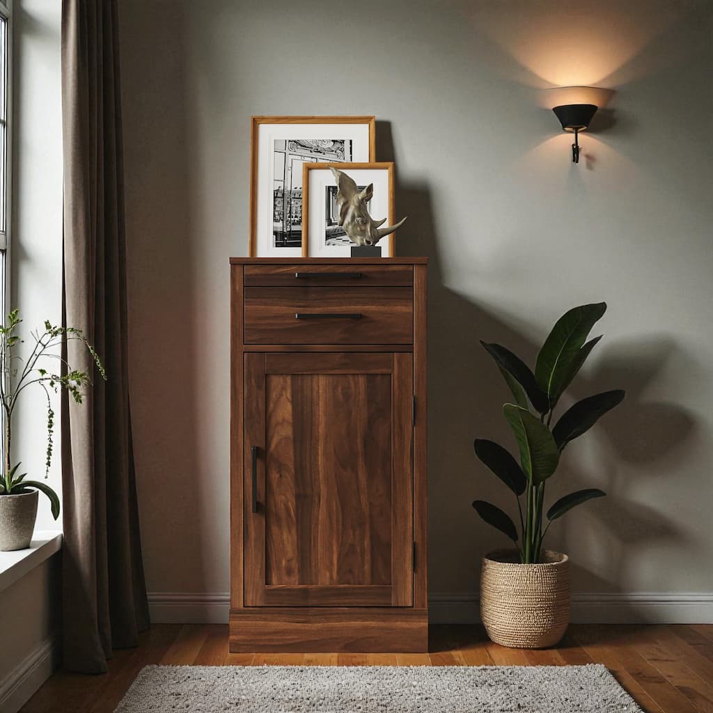 Modular Wine Bar Cabinet Buffet Cabinet with Hutch, Modern Storage Cabinet with Drawer and Shelf for Dining Room