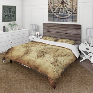 Designart 'Ancient Map of The World IV' Vintage Duvet Cover Set - Bed ...