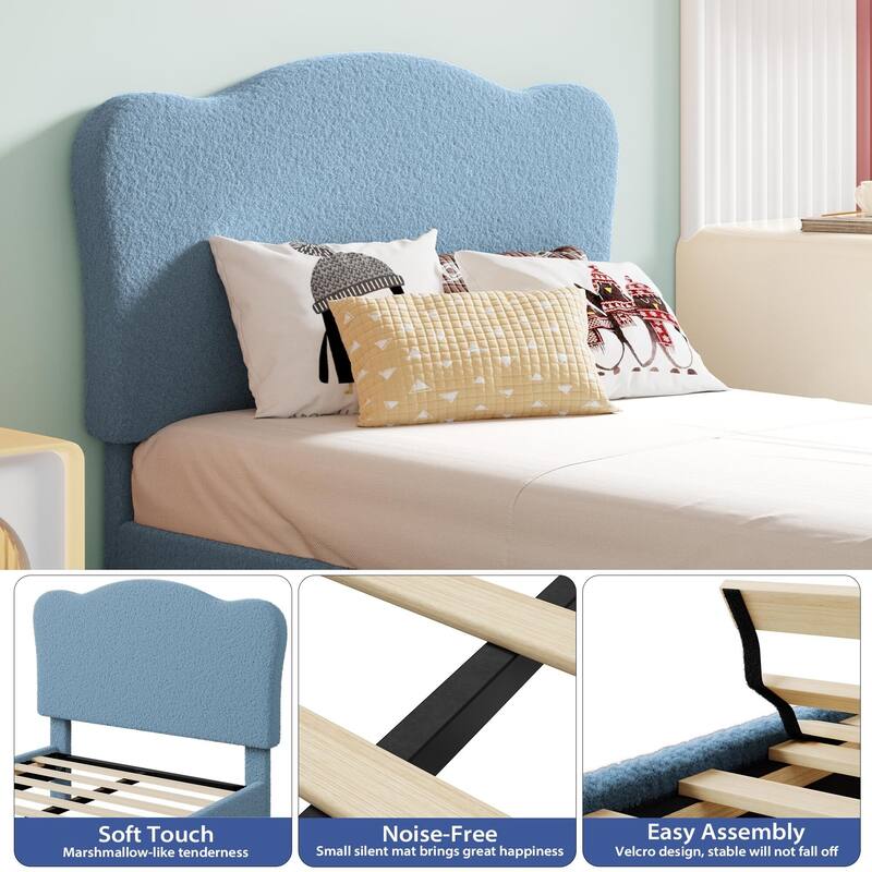 Upholstered Bed Frame, with Scallop Headboard