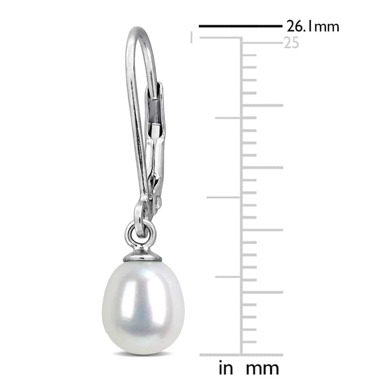 Miadora 6-7mm Cultured Freshwater Pearl Leverback Earrings Sterling Silver