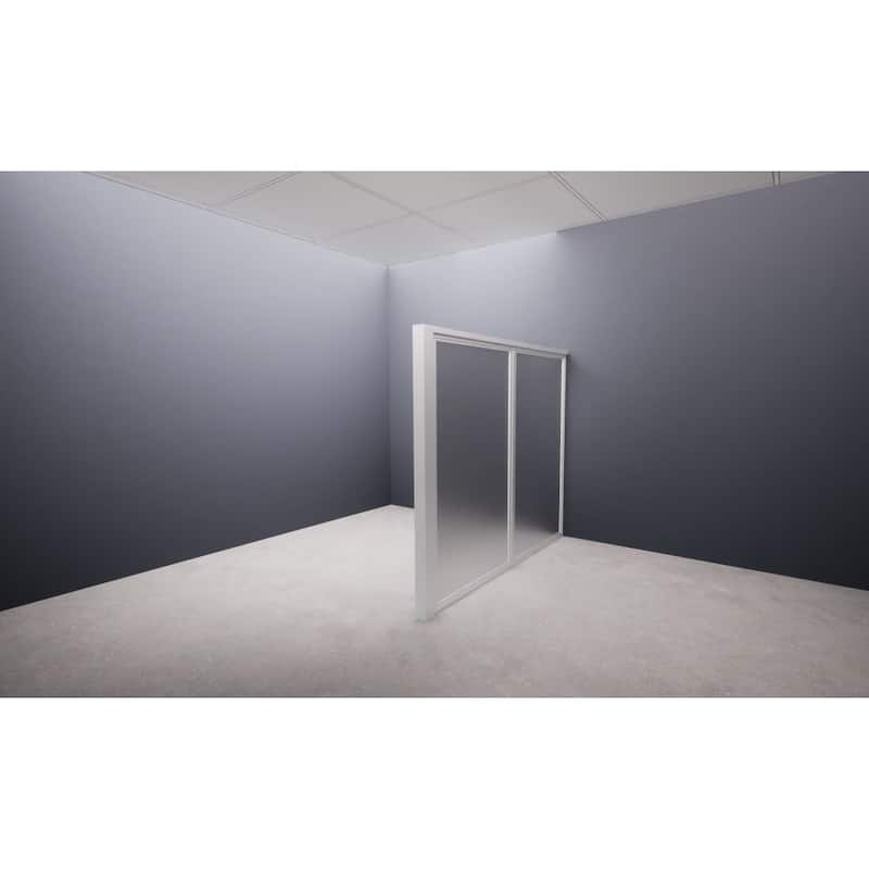 THE SLIDING DOOR COMPANY 2 Stationary Frosted Glass Panels, Office Side Wall Partition Kit