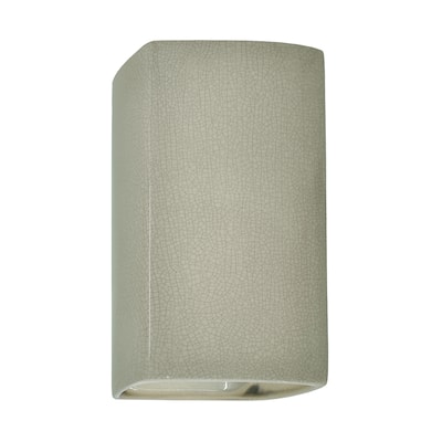 Justice Design Ambiance - Small ADA Rectangle - Closed Top (Outdoor) Wall Sconce - Replaceable Bulb